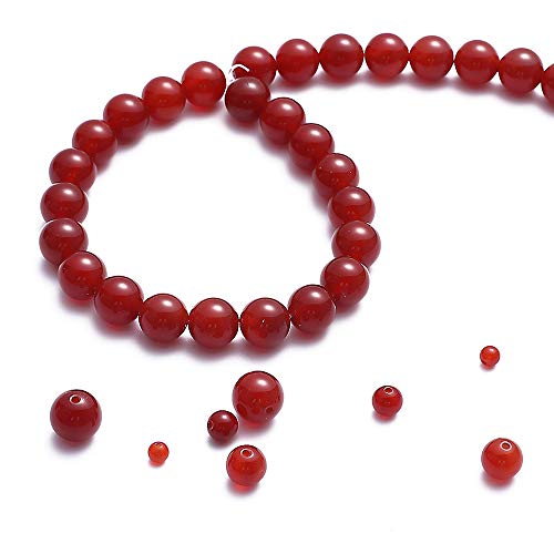 BEADIA Natural Red Agate Stone Round Loose Semi Gemstone Beads for Jewelry Making 6MM 61PCS - color: Red Agate, size: 6mm