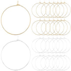 Beebeecraft 1 Box 100Pcs 316 Surgical Stainless Steel Wine Glass Charms Rings 30mm Round Hoop Earrings for Jewelry Making DIY Crafts (Gold, Silver) - color: Gold and Silver, size: 30mm