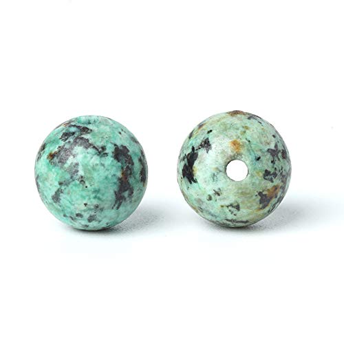 100Pcs Natural Stone 6mm African Turquoise Round Loose Gemstone Energy Healing Beads Hole Size 1mm DIY Smooth Beads for Bracelet Necklace Earrings Jewelry Making - color: African Turquoise, size: 6mm
