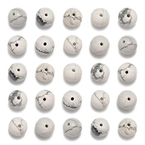 NCB 200PCS 4mm Natural White Howlite Beads Gemstone Round Loose Stone Beads Spacer Beads for Jewelry Making with Crystal Stretch Cord (White Howlite, 4mm 200Beads) - color: White Howlite, size: 4mm 200Beads