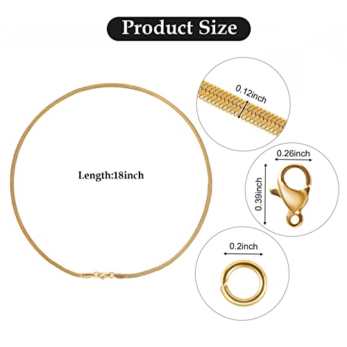 UMAOKANG Gold Plated Jewelry Chain, Dainty 3mm Herringbone Chain for Jewelry Making Men and Women Necklace Choker Chains Bulk (10pcs, 18 inch) - color: Gold Herringbone, size: 18 Inch