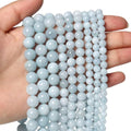 About 60pcs 6mm Natural Stone Beads Aquamarine Beads Crystal Gemstone for Jewelry Making, DIY Bracelet Necklace - color: Aquamarine, size: 6mm