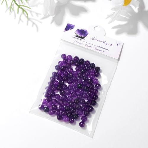 Raicegs 100pcs 6mm Amethyst Beads Natural Gemstone Beads Round Loose Beads for Jewelry Making DIY Bracelets Necklace - color: Amethyst, size: 6mm Round