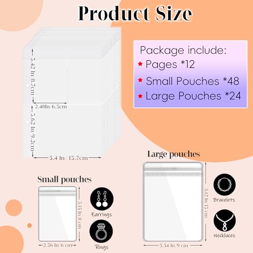 Travel Jewelry Organizer Case Transparent Jewelry Storage Book Binder Bag for Earrings, Rings, Necklace, Bracelet,Inner Pages and Pouches - color: Inner Pages and Pouches