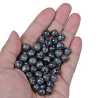 100pcs Natural Stone Beads 8mm Black Larvikite Round Genuine Real Stone Beading Loose Gemstone Hole Size 1mm DIY Charm Smooth Beads for Bracelets Necklaces Earrings Jewelry Making Crafts - color: Black Larvikite