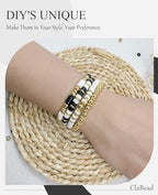 ClaBead Bracelet Making Kit for Boys 3200Pcs, Clay Beads Bracelet Kit with Gold Beads and Gold Flower, Swift Friendship Beads Bracelet Kit for Bracelets Making - color: Black & White
