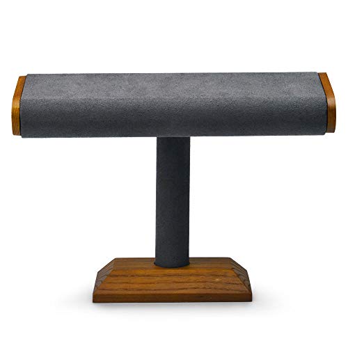 Solid Wood T-Bar Watch Display Stand Jewelry Display Props Jewelry Organizer Holder for Watch Bracelet - color: GREY T SHAPE DISPLAY