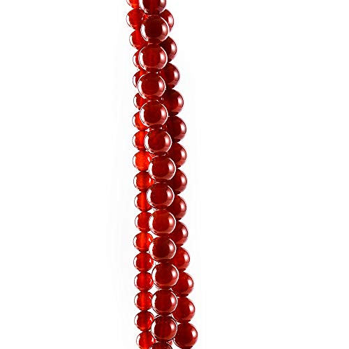 RayLineDo® 45Pcs 8mm Natural Red Agate Stone Round Beads Loose Beads Wholesale for Jewelry Making - color: Red Agate, size: 8mm