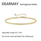 DEARMAY 14K Gold Plated Ankle Bracelets Set for Women Waterproof, Anklets for Women Cuban Link Layered Pack Jewelry Gift - color: Gold Anklet-P