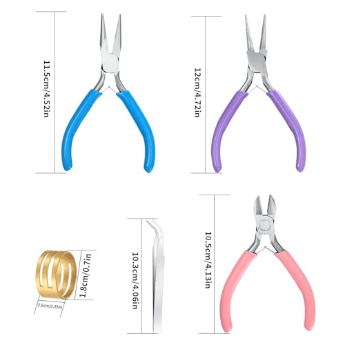 3 Pcs Jewelry Pliers Set - Needle Nose, Round Nose and Wire Cutters for Jewelry Making, Repair and Crafts，Wire Wrapping Beading Crafts Pliers - style: 3pcs-Mixed Color