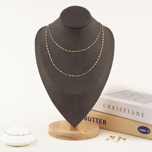 GTVOODX 33 Feet 18K Gold PVD Plated Stainless Steel Lip Chains for Jewelry Making 2mm Dapped Sequin Chain Spool Bulk for DIY Necklace and Bracelet Accessories - color: Gold Lip