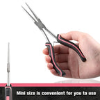 Long Reach Needle Nose Pliers with Teeth 7-Inch Extra Long Needle Nose Plier for Jewelry Making Small Long Reach Long Nose Plier Non-slip Handles Working In Tight Spaces, Pink Tool for Women - style: Needle Nose Plier with Serrated Jaw