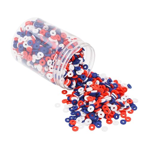 Mandala Crafts Patriotic Heishi Beads 4mm – 6000 Flat Polymer Disc Clay Beads for Adult Jewelry Making Spacer Beads, Bracelets, Necklaces, and Earrings - color: Patriotic, size: 4mm 6000 PCs