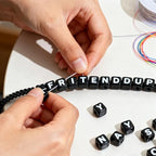 Acrylic Letter Beads 4mm Flat Round, 6mm Square - Beads for Making Friendship Bracelet or Necklace (Square Black Plus White) - color: Square Black Plus White