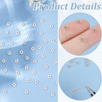 BENECREAT 40PCS 925 Sterling Silver Daisy Spacer Beads, 3x1mm Flower Shape Septal Bead with Silver Polishing Cloth for Earrings, Necklaces, Pendants, Hole: 0.7mm