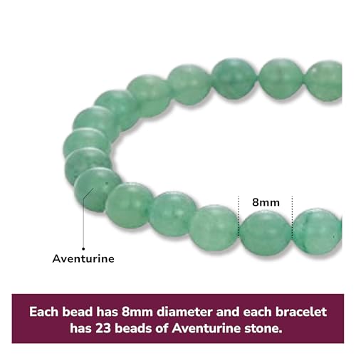 Crystal Vibe 8mm Beaded Bracelets For Women Men - Healing Crystal Bracelet - Adjustable Size - color: Aventurine