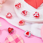 Beadthoven 7Pcs Bumpy Heart Lampwork Glass Beads Red Heart Shaped Glass Crystal Bead Charm Handmade Valentines Love Crystal Bead for Jewelry Making Bracelet Earrings Ornaments DIY Supplies - color: Heart Red