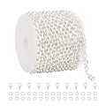 UMAOKANG 16.4 Feet Silver Plated Chain for Jewelry Making Cable Brass Metal Chains Bulk on Spool with Jump Rings Lobster Clasps - color: Silver Cable