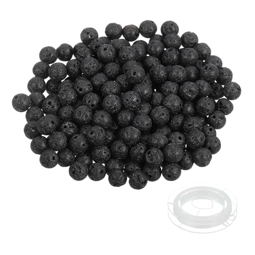 PATIKIL 6mm Black Lavatory Beads, 200 Pcs Round Natural Gemstone Beads Smooth Stone Beads Turquoise Genuine Stone Beads for Bracelet Necklace Jewelry Making DIY - color: Black, size: 6mm