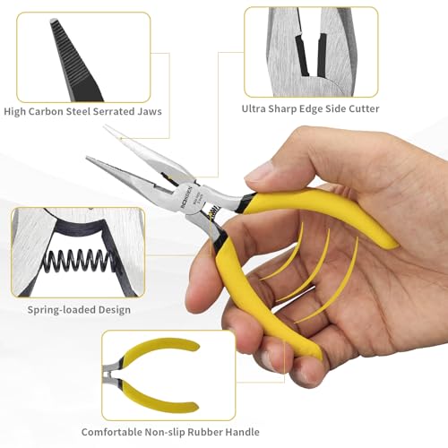 BOOSDEN 5" Needle Nose Pliers-10 Pack, Jewelry Pliers Set with Side Cutter, Mini Fine Tip Precision Pliers for Jewelry Making, Electronics, Craft, Beading - Bulk Classroom Set for Teachers & Hobbyists - size: 5''-10 pack
