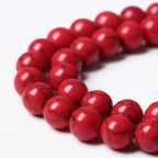 72PCS 10mm Natural Stone Beads Red Turquoise Gemstone Round Loose Beads for Jewelry Making 32" 2 Strand Crystal Energy Stone Healing Power DIY Bracelets - color: Red Turquoise Beads, size: 10mm(2 strands)