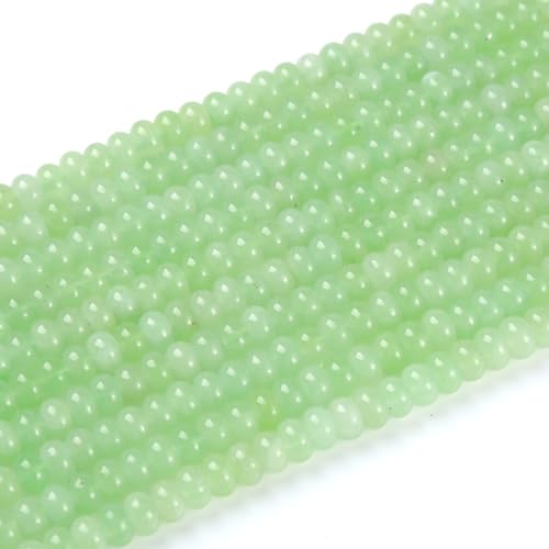 76pcs 5x8mm Natural Stone Light Green Jade Rondelle Spacer Loose Beads Abacus Disk Stone Round Loose Gemstone Beads for Jewelry Making DIY Bracelet Necklace - color: Light Green Jade Stone
