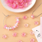 100pcs Cherry Blossom Beads, 5-Petal Pink Gradient Acrylic Flower Beads, Mini Spacer Hair Accessories Halloween Christmas for Bracelets Earring Jewelry Making - color: Pink Gradient, A Styles