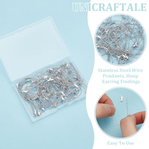 UNICRAFTALE 80pcs 4 Styles Beading Hoop Earrings Stainless Steel Hollow Hoop Earrings Finding Mixed Shapes Hoop Pendant Component for DIY Earrings Jewelry Making - size: 4 Styles-1