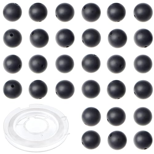 Natural Stone Beads Matte Black Onyx Round Genuine Stone Beading Loose Gemstone Hole Size 1mm DIY Charm Smooth Beads for Bracelets Necklaces Earrings 6mm 200pcs (Matte Black Onyx 6mm) - color: Matte Black Onyx, size: 6mm