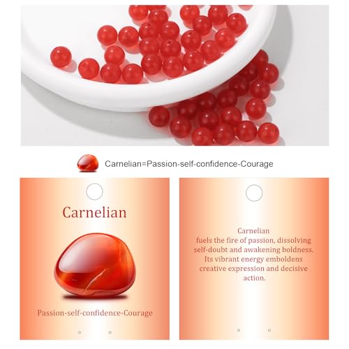 Vinswet 90pcs 4mm Carnelian Natural Stone Beads Round Genuine Real Stone Beading Loose Gemstones DIY Smooth Bead for Bracelet Necklace Earrings Jewelry Making - color: Carnelian, size: 4mm