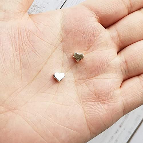 200 Pcs Heart Shape Spacer Beads Small Hole Metal Spacer Beads for Making Bracelet Necklace Earring Accessories DIY Handmade Craft (100 Gold+100 Silver) - color: 100 Gold+100 Silver