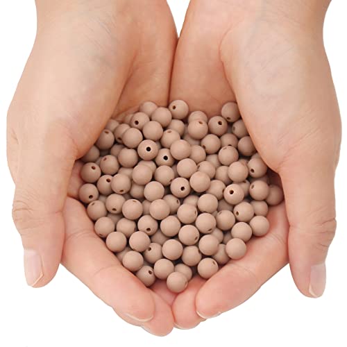 BONNY BOXX 1000PCs 6MM Matte Light Brown Acrylic Round Beads, Frosted Plastic Resin Bubblegum Balls Chunky Gumball Beads for Necklace and Bracelet Making, Crafting Supplies - color: Matte Light Brown, size: 6MM