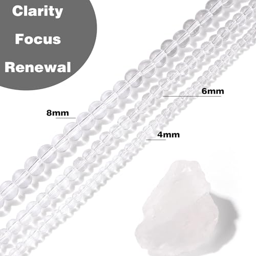 Raicegs 100pcs 4mm Clear Quartz Beads Natural Gemstone Beads Round Loose Beads for Jewelry Making DIY Bracelets Necklace - color: Clear Quartz, size: 4mm Round