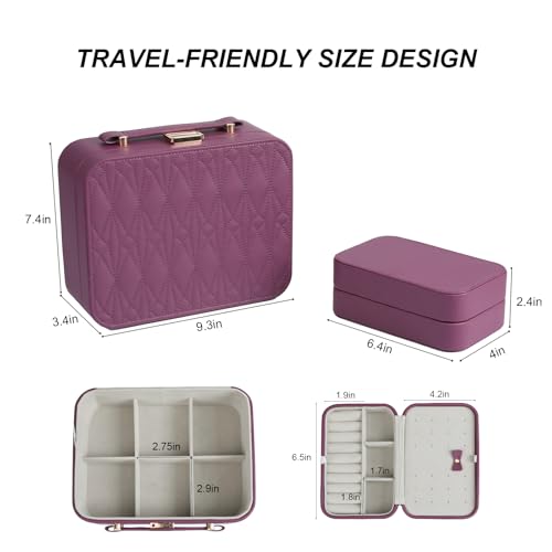 Large Jewelry Case Organizer - Travel Jewelry Box and Portable Case, Burgundy Red - color: A Exquisite Wine Red