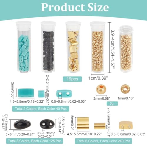 NBEADS About 750 Pcs 2-Hole Beads Glass Seed Beads Set, 2 Styles 2-Hole Glass 3 Colors Czech Two-Hole Seed for Bracelet Necklace Earring Jewelry Making - color: 750pcs4 StylesSeed Beads Kit
