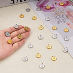 2 Colors Round Stainless Steel Charm for Jewelry Making 20pcs Lucky Clover Charms Bulk with Jump Rings - color: Clover Gold Silver