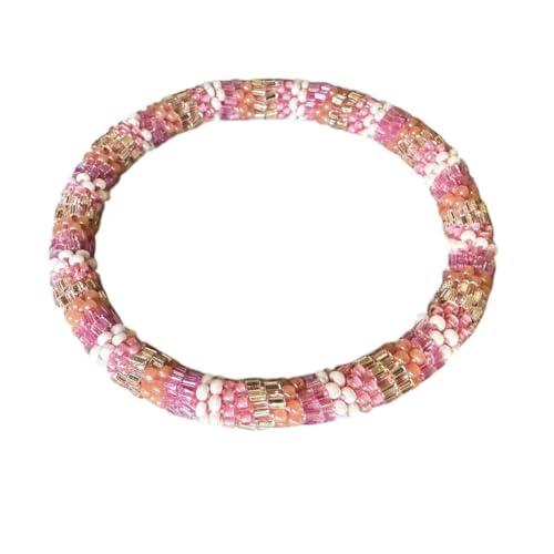 Wigspedia Crochet Glass Seed Bead Nepal Boho Bracelet - Pink - color: Pink Style # 7