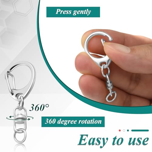 25 Pack Lobster Claw Clasps Keychain Kit, Silver Keychain Clip with Swivel Snap Hooks, Bulk Key Chain Clasps for Crafts DIY Making - color: A-Silver