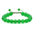 AD Beads Natural 10mm Gemstone Bracelets Healing Power Crystal Macrame Adjustable 7-9 Inch - color: Green Jade