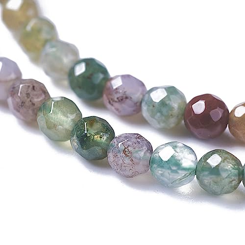 Fashewelry 136pcs 3mm Natural Indian Agate Beads Small Faceted Round Crystal Beads for Bracelet Necklace Earrings DIY Jewelry Making - color: 3mm-Indian Agate