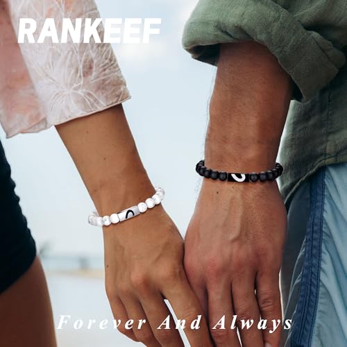RANKEEF Tiger Eye Bracelet For Men 8MM Natural Stone Stretch Adjustable Black Crystal Beaded Bracelet for Men Women Gifts - color: 2,white,black-B