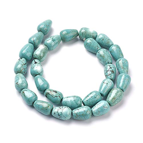 Craftdady 25Pcs Teardrop Natural Howlite Stone Beads Drop Gemstone Loose Beads Energy Healing Crystal Stone 14x9-10mm for Jewelry Craft Necklace Bracelet Earring Making - color: Howlite