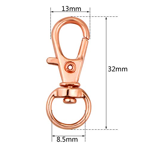 50 pcs Swivel Clasps Lanyard Snap Hook,cnomg Metal Swivel Lanyard Snap Hook Lobster Claw Clasp (Rose Gold) - color: Rose Gold, size: 1.2 inches
