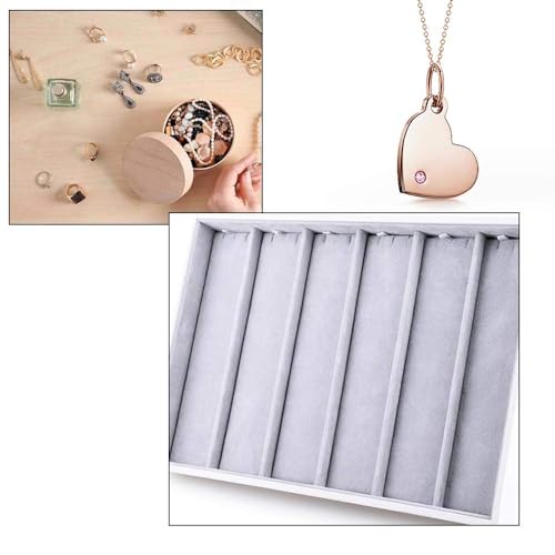 Oirlv Velvet Stackable Jewelry Tray Necklace Pendant Organizer Display Showcase Jewelry Storage trays - size: 6 Grids Necklace Tray