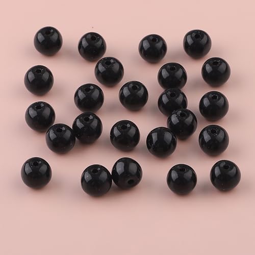 Gocelyn 476 PCS Round Crystal Glass Beads for Jewelry Making(Black), Glass Spacer Loose Beads for Crafts Bracelets Necklaces Charms Pendants Friendship 4/6/8/10/12mm - color: Round Glass Beads: Black