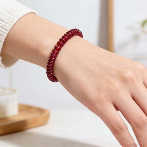Natural Mulitcolor Rondelle Beads Natural Stone Disk Beads Loose Gemstone Spacer Bead for DIY Bracelet Necklace Jewelry Making（4 * 2mm 1 Strand 150pcs Red） - color: Red