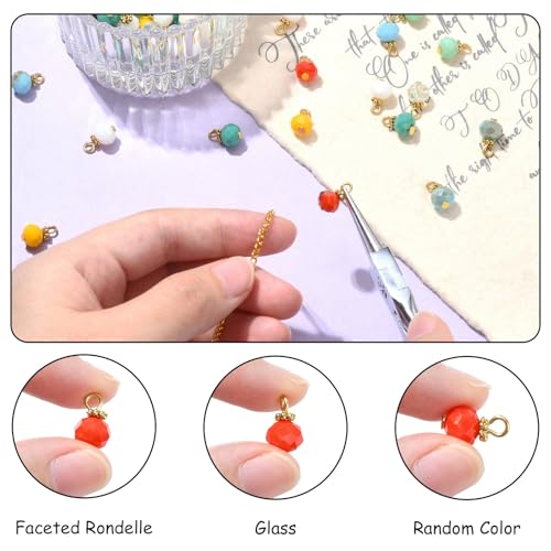 Ipotkitt 100 Pcs Electroplate Glass Rondelle Charms Imitation Jade Crystal Ball Bead Charms Faceted Round Bead Charms for DIY Craft Jewelry Making - color: 100pcs-Rondelle Charms-12x8mm