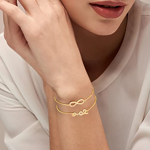 Sureio 10 Pieces Adjustable Slider Bracelet for Jewelry Making Bracelet Chains for DIY Jewelry Making Findings Extender Chains with Rhinestones Ends for Woman Girl(Gold) - color: Gold