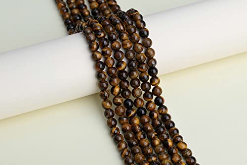 LAIDANLA Tiger Eye 6mm Natural Stone Beads Round Loose Gemstone Stone Beads for DIY Bracelet Necklace Earrings Jewelry Making Polishing Genuine Real Beading 96PCS 2 Strand 32" - color: G-Yellow Tiger Eye, size: 6mm