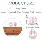 100pcs 14mm Large Hole Faceted Glass Crystal Pink European Crystal Spacer Beads for Valentine's Day Jewelry Making - color: Pink